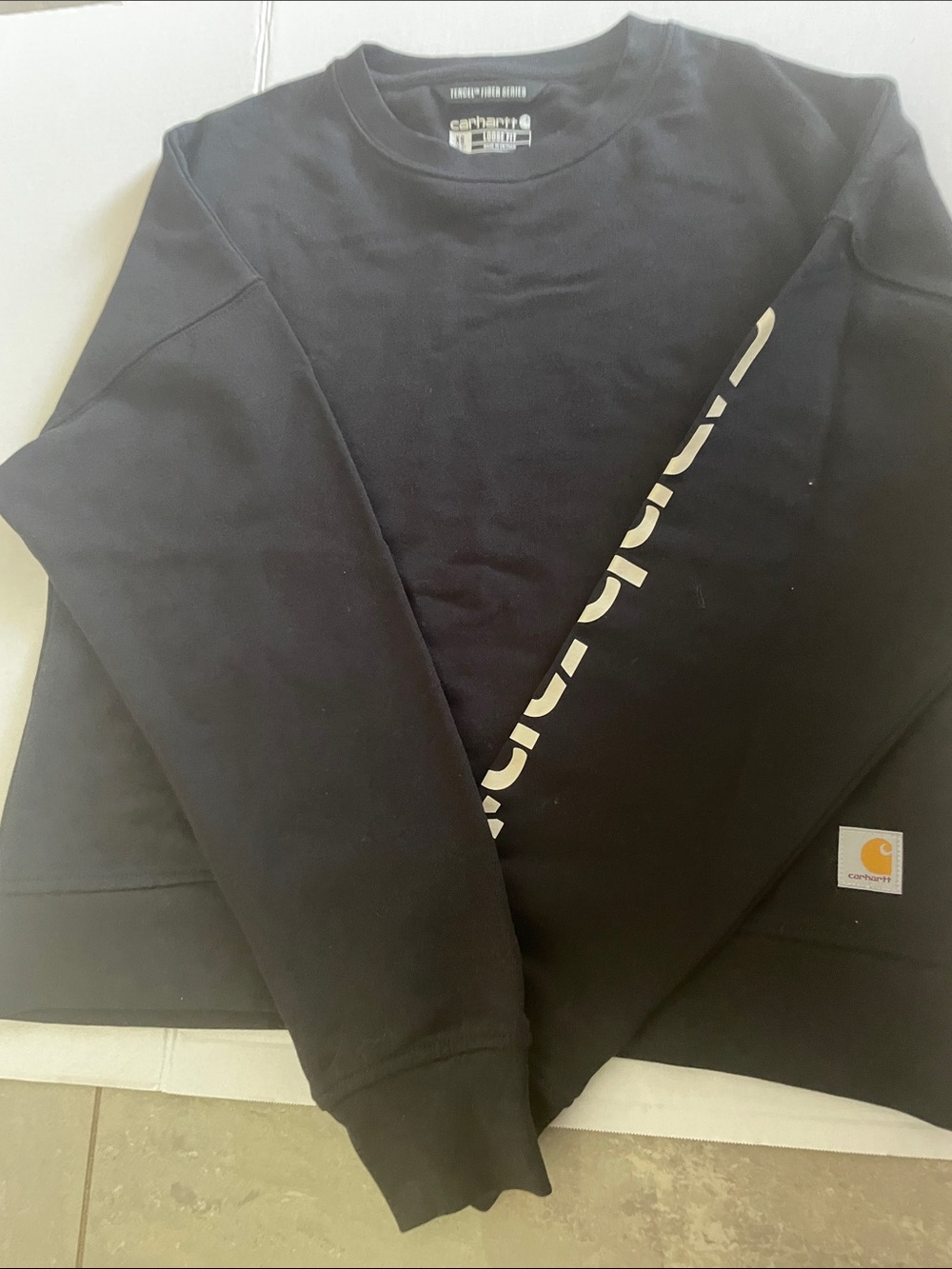 Carhartt Black Crewneck Sweatshirt with Sleeve Logo